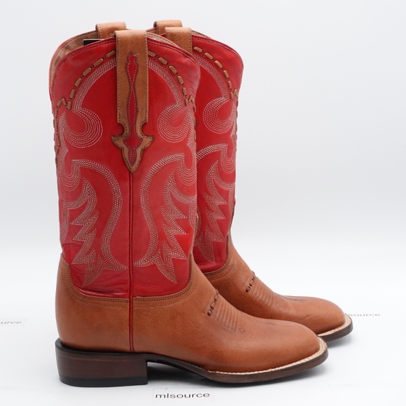 NEW Size 7.5 Women's Lucchese Cow Saddle Stitch Leather Western Boots M3790 Tan - Picture 3 of 9